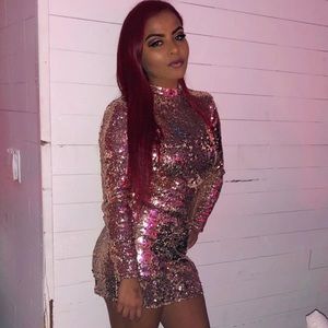 Fashion nova rose gold dress